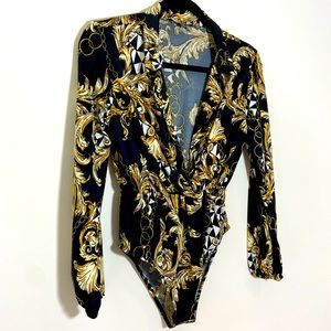 Ups & Downs Baroque and Chain Print Bodysuit